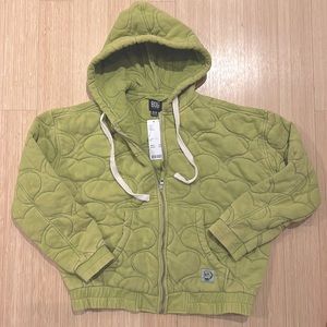 New w/Tags! XS BDG Avocado Green Quilted Heart zip up Hoodie